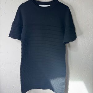Victoria Victoria Beckman Black Ribbed Short Sleeve Dress
